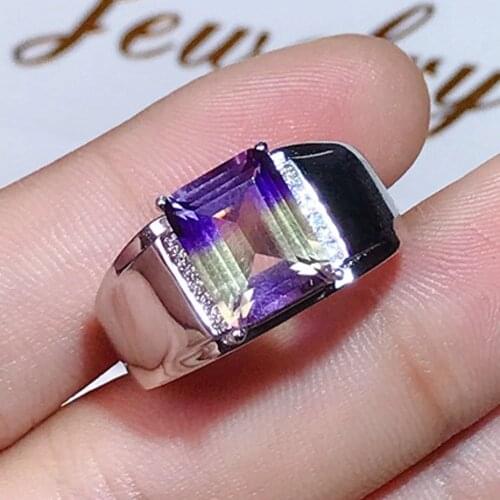 New product Natural amethyst s925 silver man ring beautiful color, clean crystal solid 925 silver gemstone male ring