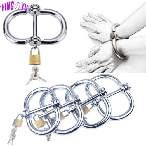 Metal Sex Handcuffs With Lock Keys BDSM Bondage Restraint Fetish Slave Erotic Products Sex Toys For Woman Couples Adult Games 18