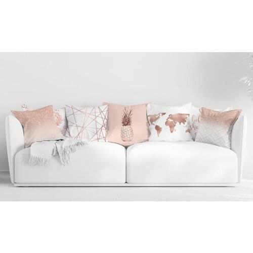 Pillow Case Rose Gold Geometric Pineapple Glitter Cushion Cover Geometric Print Decorative Cushion Throw Pillow cover Home Decor