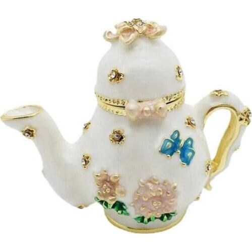 New Metal Home Desk Decoration Quality Kettle Jewelry Ring Necklace Storage Container Lovely Girlfriend Gift Treasure Box Decor