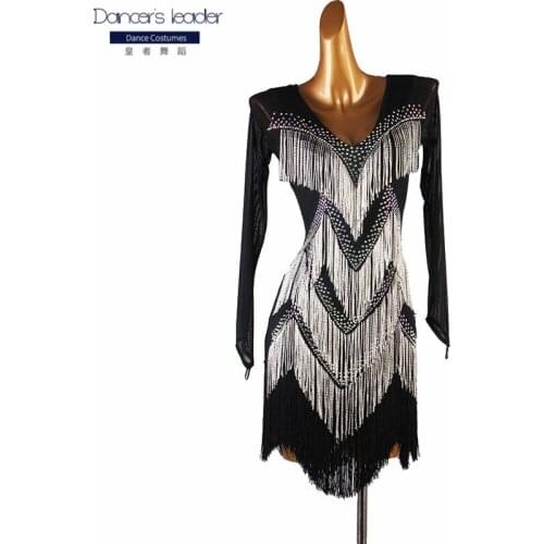 Latin Dance Practice Clothes Diamond Tube Bead Tassel High-end stage costumes Rumba Dance Dress Samba Dance Costumes