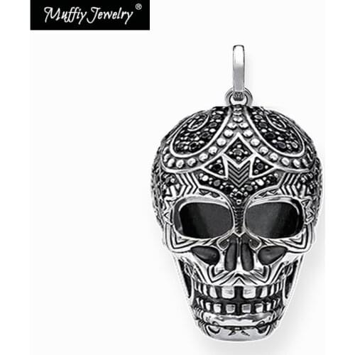 Skeleton Maori Skull Necklace Pendant,Europe 2019 Fashion,Good Vintage Jewelry, Gift In Pure 925 Sterling Silver,Super Deals