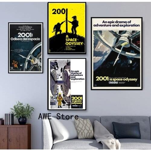 Poster And Prints Hot 2001 A Space Odyssey Movie Pop Retro Anime Painting Wall Canvas Wall Pictures For Living Room Home Decor