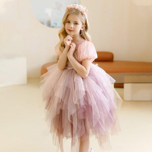 Bridesmaid Dress For Children Tulle Girls Princess Wedding Dress Christmas Ball Gown Girls Party Dress Kids Elegant