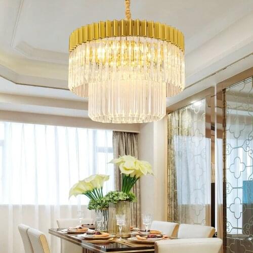 Simple living room circular lamp atmospheric Nordic crystal large chandelier American creative bedroom dining room lamp