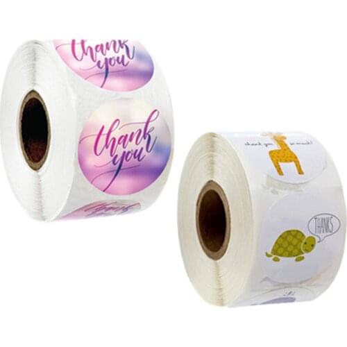 Rolls Sealing Stickers Animal Pattern Thank You Words Handmade Crafts Decoration Exquisite Stickers Labels