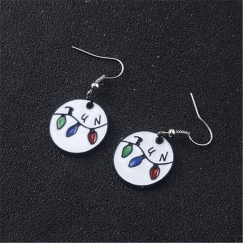 Stranger Things Cosplay Earrings Letter Light Charms Drop Fashion Cartoons Girls Women Halloween Party Jewelry Gift
