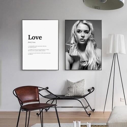 Nordic Modern Poster Cool Woman Canvas Painting Black White Art Print Quote Bedroom Wall Picture For Living Room Home Decor
