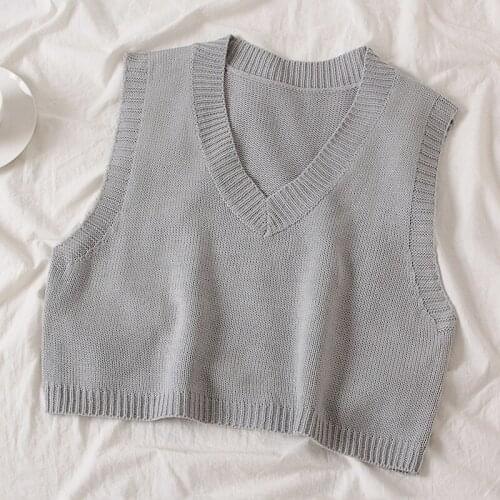 2020 V Neck Sweater Knitted Sweater Women Sweaters Pullovers spring and fall FashionBasic Shirt Fitness Female Clothing Vest