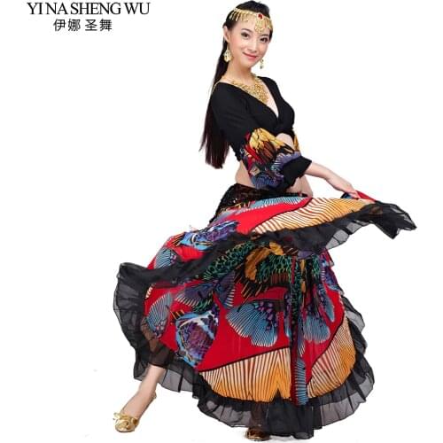 2016 High quality cheap gypsy belly dance skirts for women big flowers dance costume NMMQB01