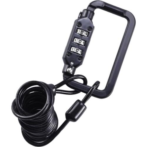 Motorcycle Helmet Lock Cable Heavy Duty Combination Lock Carabiner for Motorbike Bicycle Helmet