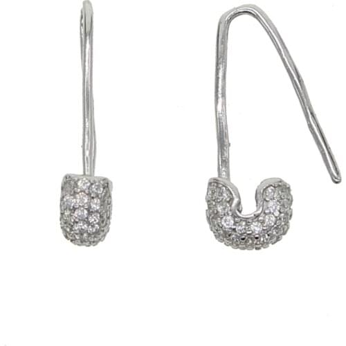 2020 top quality unique designer paperclip safety pin studs fashion elegant women jewelry 925sterling silver delicate cz earring