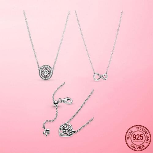 2021 Summer New Trendy Necklace 925 Sterling Silver Vintage Circle Collier Necklace for Women CZ Party Gift S925 Fine Jewelry