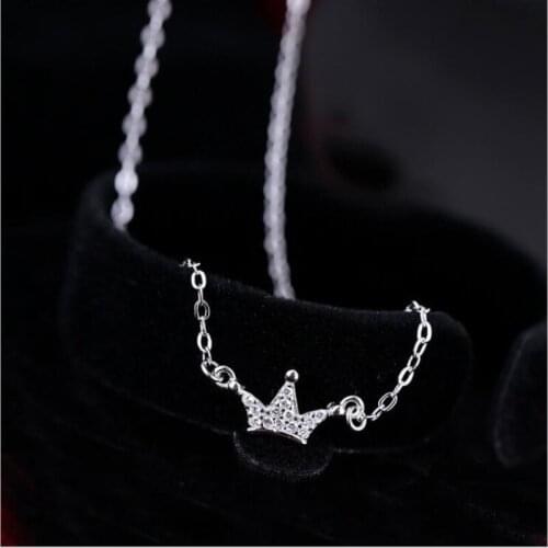 Temperament Zircon Crown Clavicle Chain Necklace for Women Ladies Charm Jewelry 925 Sterling Silver Accessories Colar Gift SN267