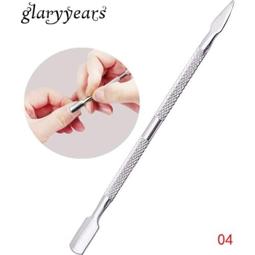 1 Piece Nail Art Cuticle Pusher Spoon Head Sharp Women Men Manicures Clean Tool Remover Repair Dead Skin Metal Cuticle Pusher 04