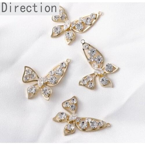 14k gold bag color preservation shiny zircon butterfly pendant diy handmade earring necklace handmade material accessories