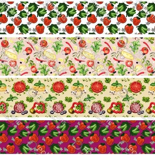 16-75MM Cartoon Tomato Pattern Printed Grosgrain&Satin Ribbon DIY Handmade Materials Christmas Wedding Gift Wrap Tape 50yards