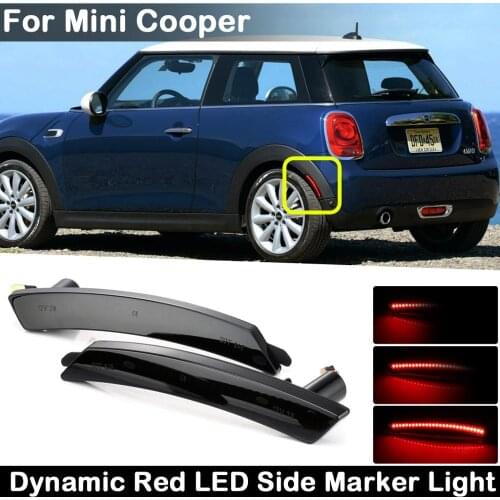 2Pcs For Mini Cooper R55 R56 R57 R58 R59 R60 R61 Smoked Lens LED Rear Side Marker Lamp Dynamic Red Turn Signal Light
