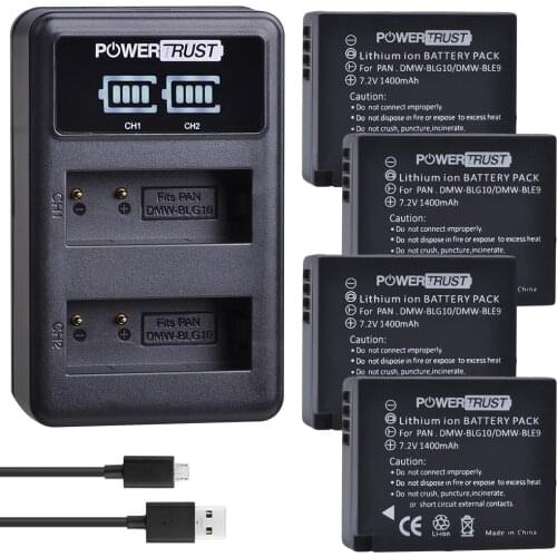 4 x DMW-BLG10 DMW BLG10 DMW-BLE9 ble9e BPDC15 Bateria akku+ LED Dual USB Charger for Panasonic LUMIX GF5 GF6 GX7 LX100 GX80 GX85