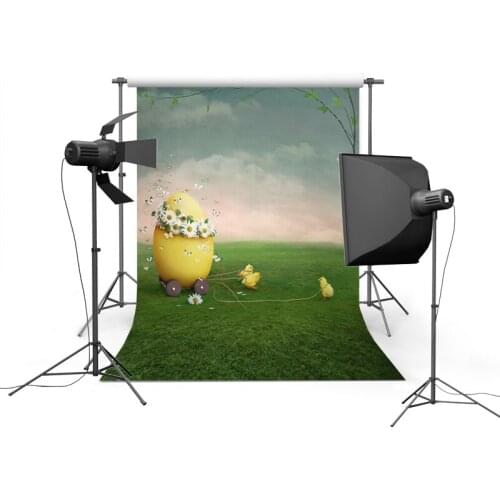 5x7ft Easter Day Photographic Backgrounds Spring Blue Sky Green Lawn Photo Backdrops Easter Eggs Backgrounds For Photo Studio
