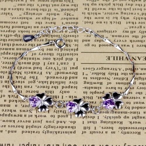 Authentic S925 Sterling Silver Happiness Lucky Clover Flower Bracelet Bangle For Women Girl Lady Wedding Birthday Gift