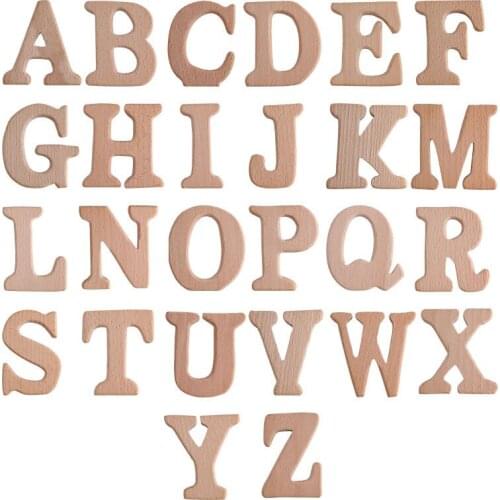 1pc Teething Letters Beech Wooden Alphabet Letters 2.9Inch Small Wooden Alphabet DIY Art Crafts Home Wedding Party Decoration