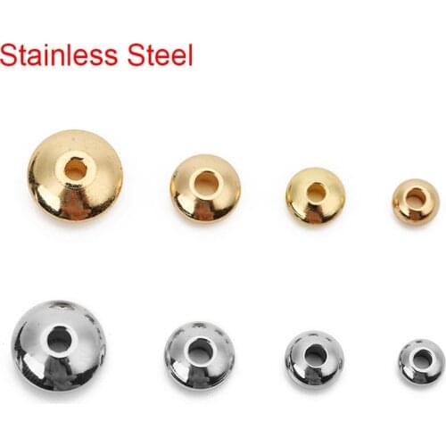 20/50pcs Stainless Steel Spacer Beads 4mm 5mm 6mm 8mm Gold Color Loose Big Hole Charm Beads Lot For DIY Bracelet Jewelry Making