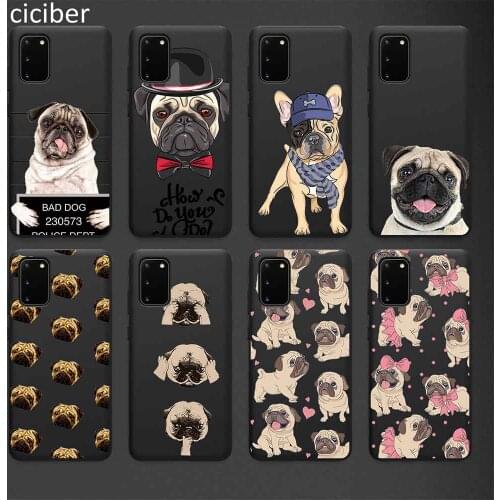 Pug Dog Case for Samsung A50 A51 A70 A71 A72 A21S A52 A02S A12 S10 S20 S9 S8 S21 Plus Ultra Note 20 10 9 Plus Soft Phone Fundas