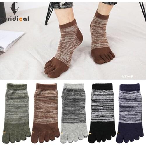 Colorful Men Ankle Boat Socks With Toes Cotton Vintage Young Casual Harajuku Five Finger No Show Socks Sokken Street Fashion