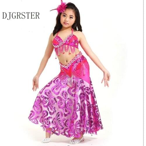 Kids Belly Dancing Girls Oriental Costumes For Children Bellydance Girls Bollywood Indian Performance Dancewear Clothing Set