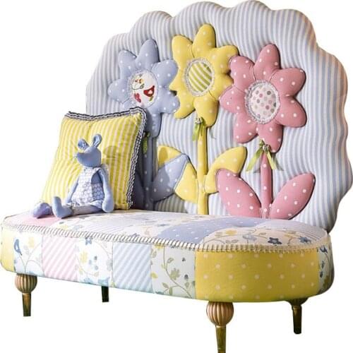 TT Childrens Creative Sofa Cute Sunflower Cartoon Single Double Fabric High Back Chair
