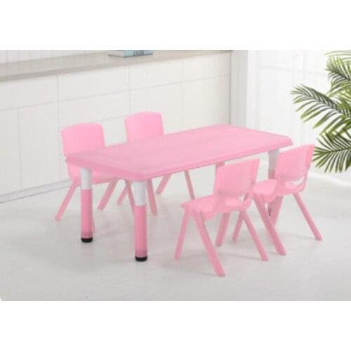 120*60cm Adjustable height 37-63cm kindergarten desk Children table with 4 pieces chairs