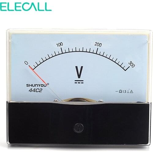 ELECALL DC Voltage Square Panel Meter 44C2 300V Analog Vlotmeter Mechanical Header Vlotmeter