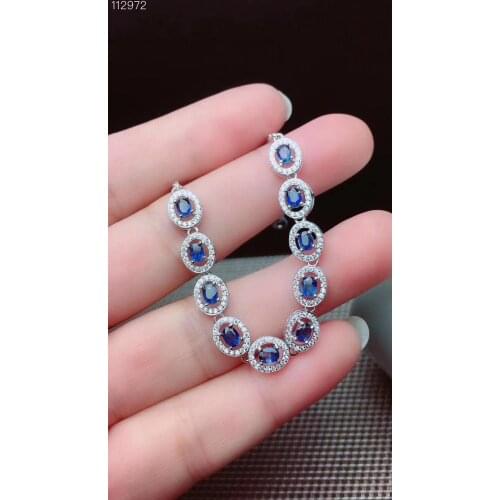 Elegant Gift for Anniversary Most Popular 100% Natural and Real Sapphire Bracelet 925 Sterling Silver for Men or Women