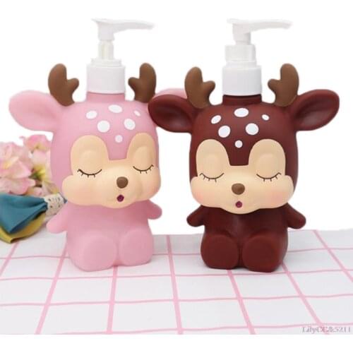1 Pieces Cartoon Animal Cute Deer Press Lotion Bottle Liquid Soap Dispenser Shower Gel Shampoo Bottles Portable 300ml