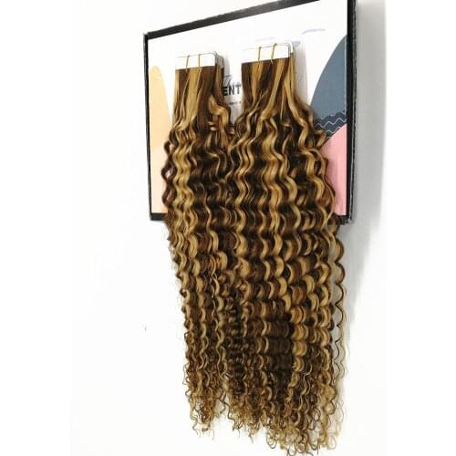 Kayla Tape in Hair Extensions Kinky Curly Hair 14 Inch Tape in Remy Real Human Hair Soft Seamless Hair 2.5g/pcs 50g/20pieces