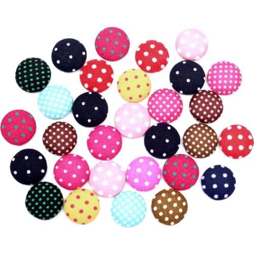 LF 50Pcs Mixed Round Cloth Sewing Buttons For Clothes Needlework Flatback Scrapbooking Crafts Decorative Diy Accessories