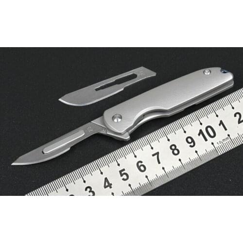 Small folding knife titanium handle portable outdoor camping hunting knife mountaineering hiking EDC No.21 surgical blade