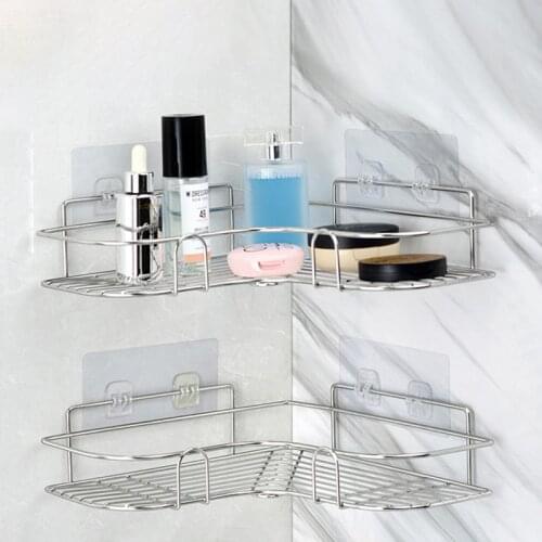 Metal Stand Iron Corner Storage Shelf Wall Mounted Drain Rack Organizer Shower Hanging Basket Home Bathroom Kitchen Accessories