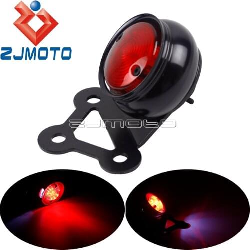 Motorcycle Brat Style Tail Light For Harley Cafe Racer Custom Bobber Chopper LED Taillight Brake Lamp Retro Stop Rear Light Red