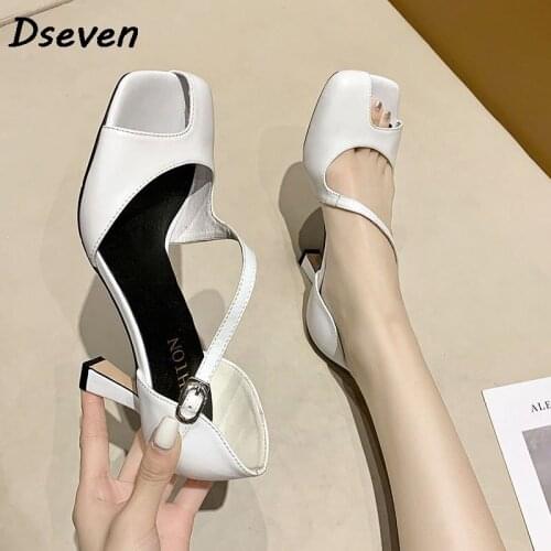 Fashion Novelty High Heels Women Sandals Female Summer New Half Open Toe Square Toe Sandals Ladies Shoes sandales pour femmes