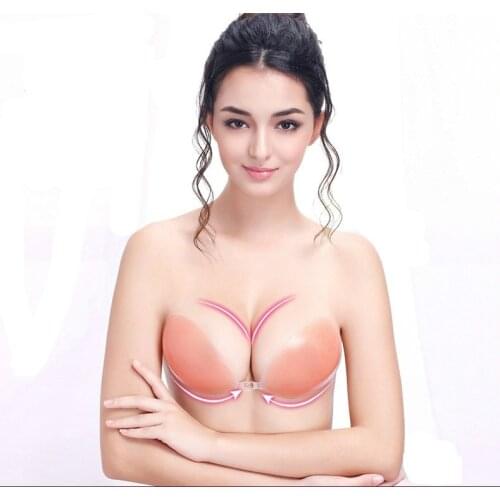 New Women Chest Breast Pad Push up Sexy Dcup Invisible Adhesive Gel Strapless Backless Intimate Push up Bra for Wedding Beach
