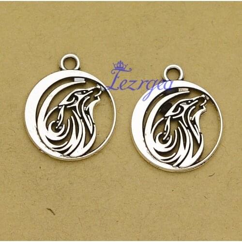 20pcs/lot--21x17mm, wolf chams, Antique silver plated wolf head charms,DIY supplies ,Jewelry accessories