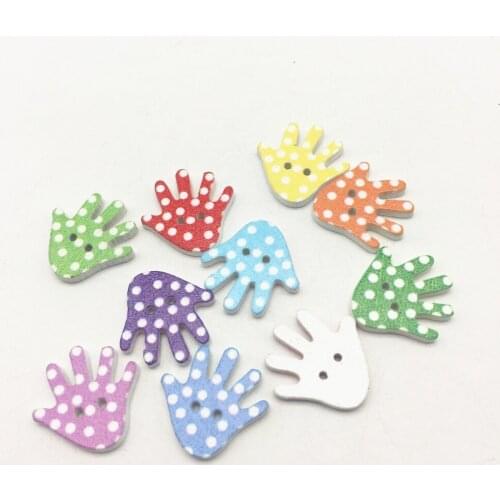100pcs 18mm Mixed Spotted Dots Hand Wood 2 Holes Buttons For Clothes Crafts Sewing Scrapbooking DIY Accessories Embellishments