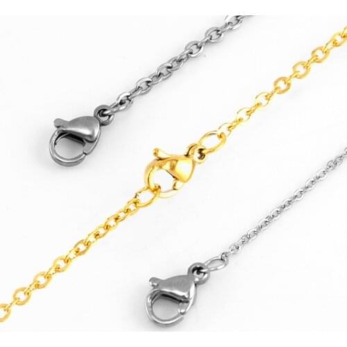 Risul goldcolor stainless steel Rolo chain O link thin fashion necklace lobster clasp 1.1/1.5/2mm cable style woman DIY necklace