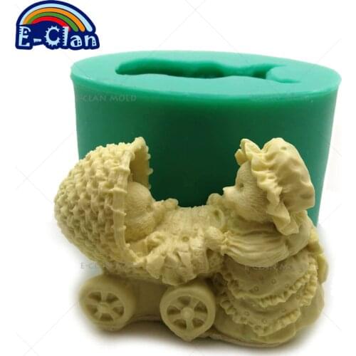 Mom Baby Bear Cart Chocolate Silicone Mold For Cake Pudding Dessert Moulds Cakes Mould Candle Handmade Soap Mold S0027XM