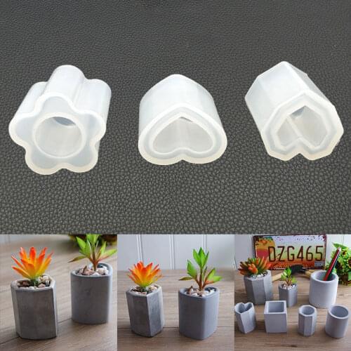 DIY Silicone Epoxy Pen Holder Resin Mold Plum Blossom Love Geometry Love Pen Holder Silicone Plaster Pendulum Decoration