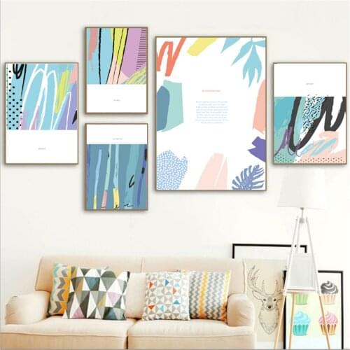Nordic Abstract Colorful Graffiti Flower Poster Canvas Print Painting Wall Art Living Room Home Decoration