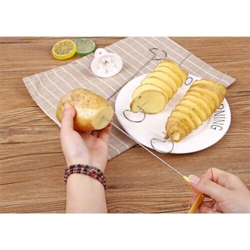 1Set Potato Spiral Cutter Cucumber Slicer Kitchen Accessories Vegetable Spiralizer Spiral Potato Cutter Slicer Gadgets WB 044