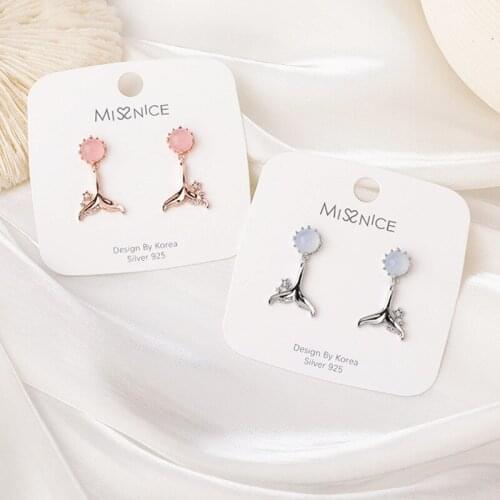 Sweety Fishtail Earrings Female Cute Dolphin Piercing Mermaid Stud Earrings for Women Girl Lovely Ear Jewelry Pendient Ear Studs